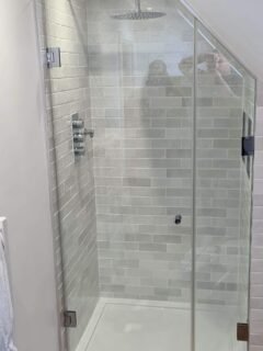 Awkward fall to your ceiling in the bathroom? We shape each glass panel to precisely follow sloped ceilings, angled walls, and tight corners, ensuring your frameless shower fits perfectly and looks seamless. Tailored solutions, no compromises. Get a free quotation now.  #architecture #framelessglass #showerscreen