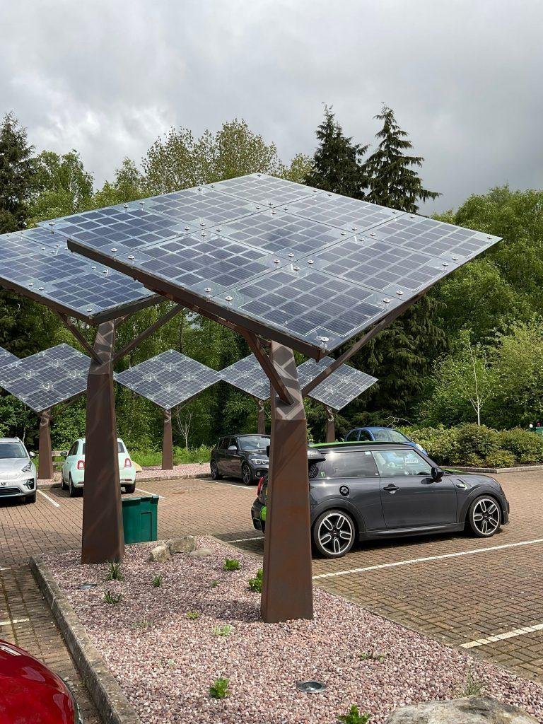 Semi-Transparent Solar PV 8 Solar PV Trees in Car Park